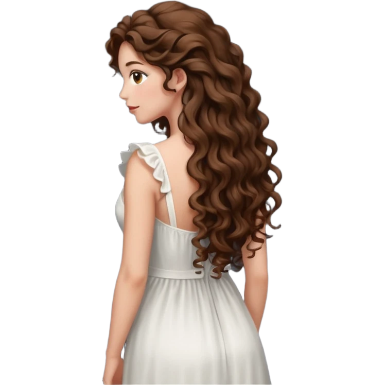 long curly hair woman back emoji
