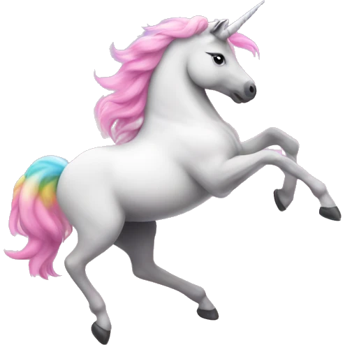 Unicorns dancing on pink fluffy clouds and rainbows  emoji