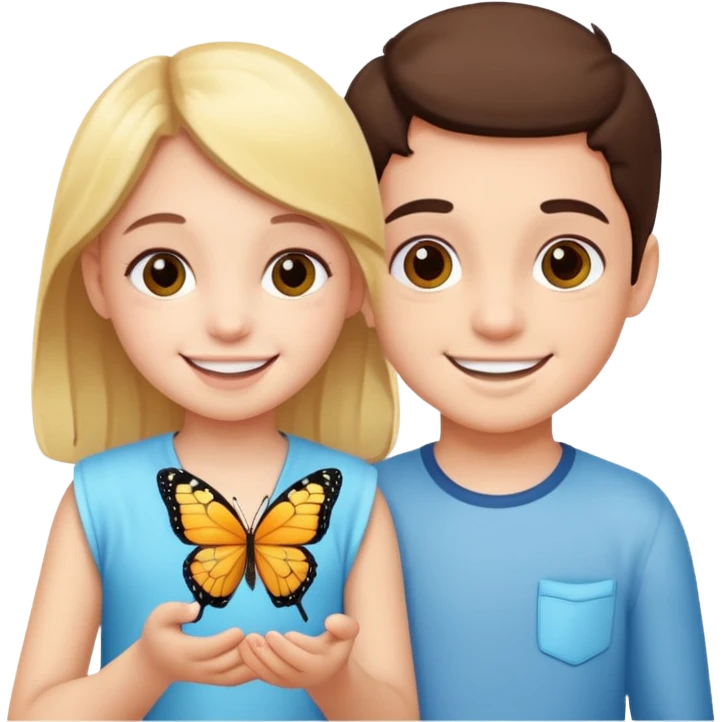 kids with buffterfly emoji