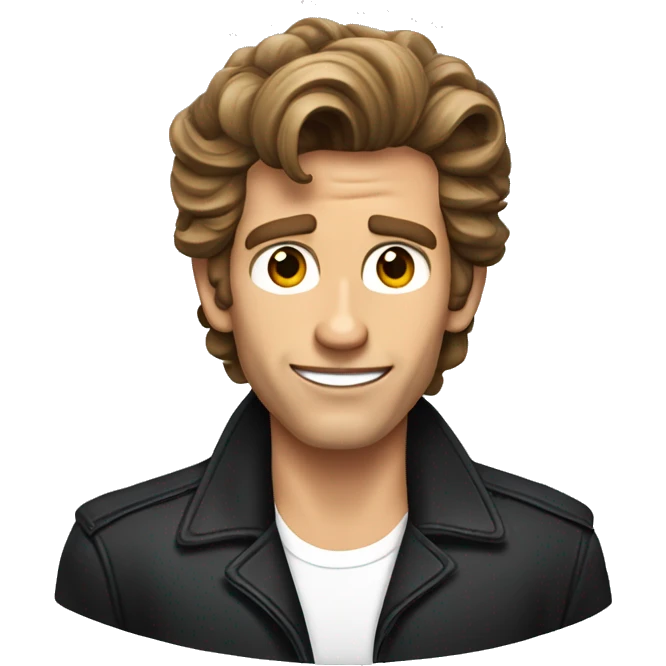 Jeff conaway grease with brown hair curled in middle of forehead  emoji