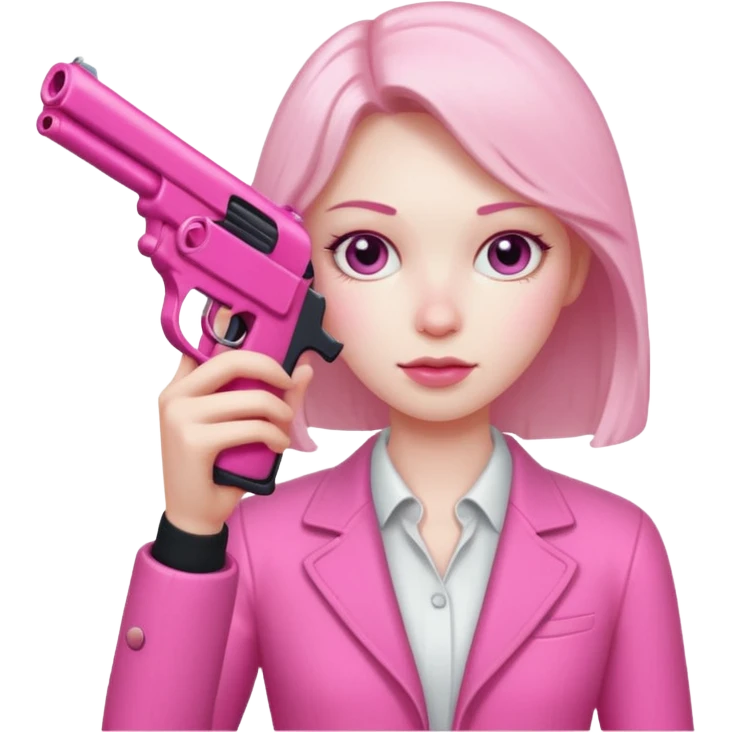 Holding a pink gun emoji