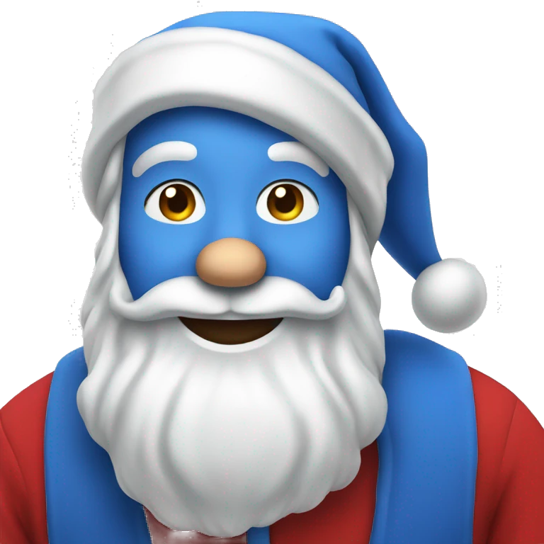 Emoji of Santa Claus in blue clothes, smiling emoji