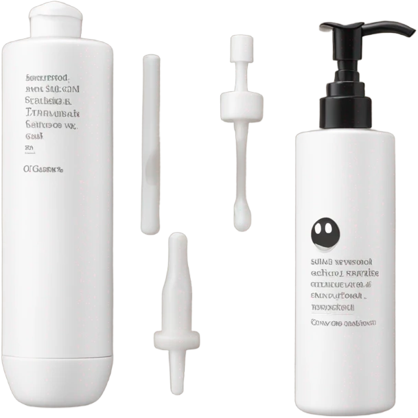 slim brown oil cleanser bottle with white label and white pump emoji