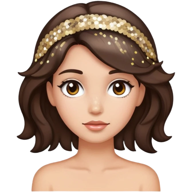 A brunette girl with sequins in her hair emoji