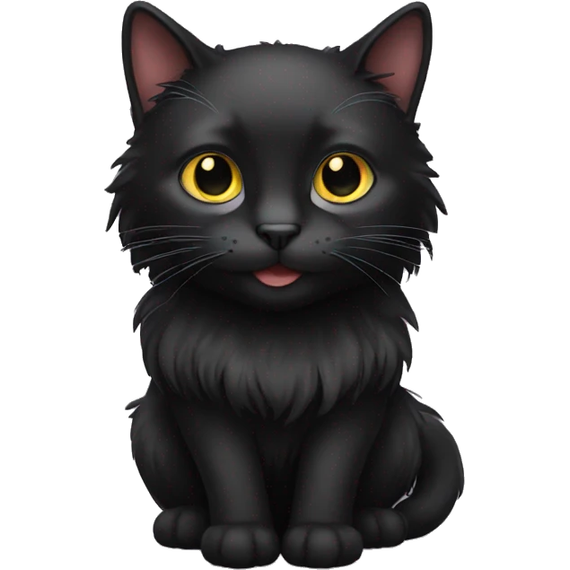 Long hair black cat emoji
