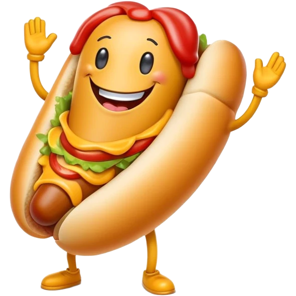 Happy hotdog character emoji