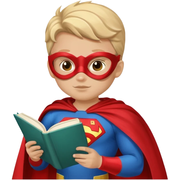 Superhero kid reading a book emoji