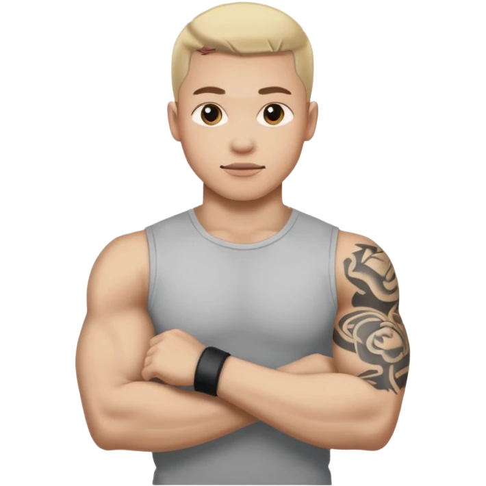 Flexing arm with no color tattoo sleeve emoji