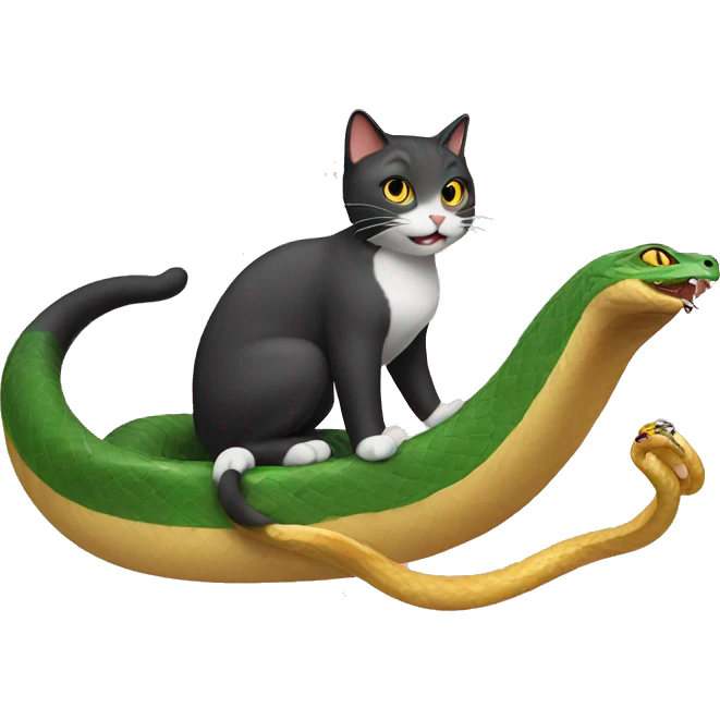 Cat riding a snake emoji