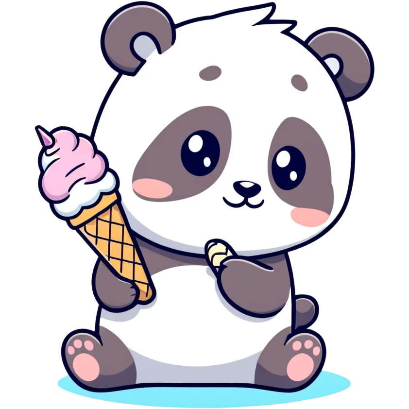 Panda eating ice cream emoji