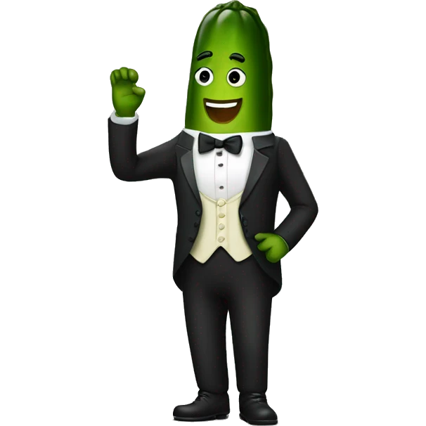 Pickle wearing tuxedo emoji