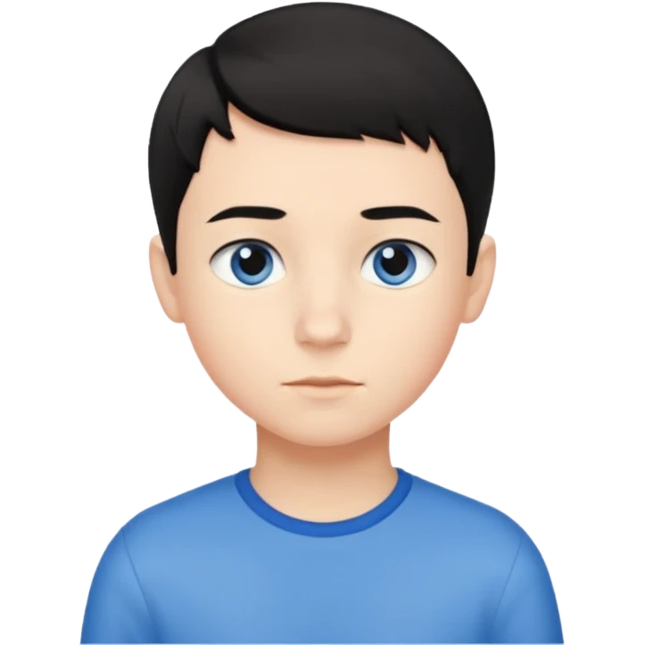 An Emoji of boy age in 10 with short black hair, who can be described by three words: perfectionist, air, ocean emoji