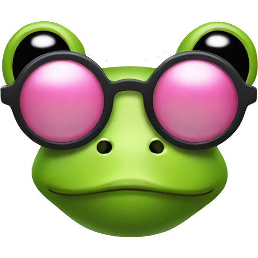 A frog with pink glasses emoji