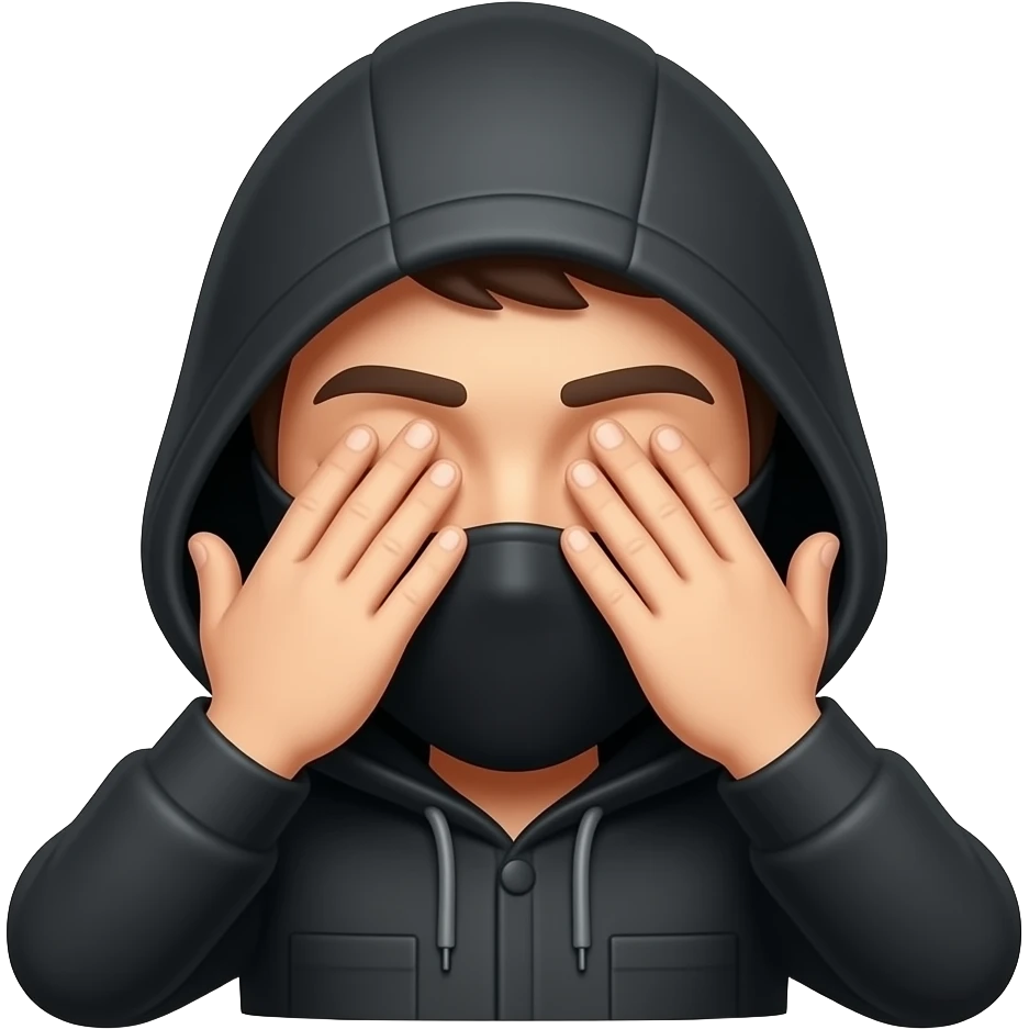 Hacker close his both eyes with his both hand emoji