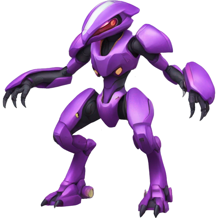 a Genesect-Raptor-Fakémon-—hybrid with a futuristic visor-helmet full body emoji