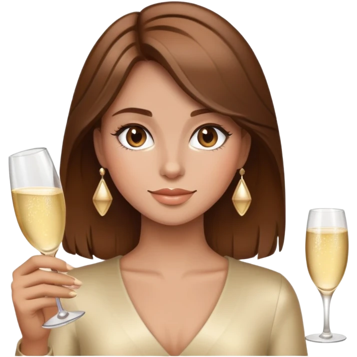 brown hair girl with champagne  emoji
