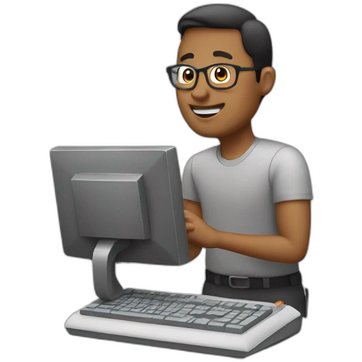 A guy teaching computer emoji
