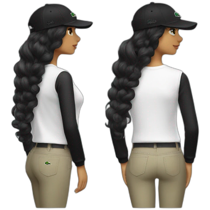 Lacoste bag latin girl with black lacoste cap emoji