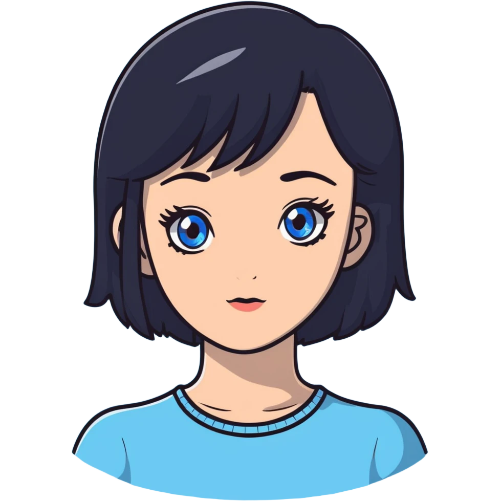 white girl with black hair and blue eyes emoji