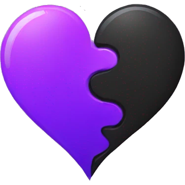 Half black and half purple split heart emoji