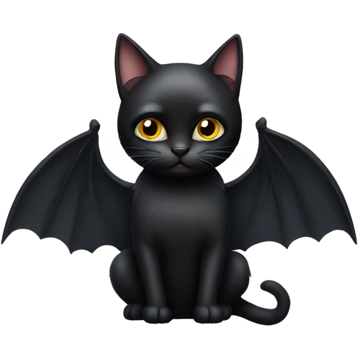 Black cat with bat wings emoji