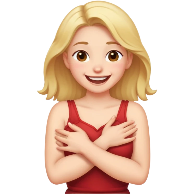 Girl crossing her arms around her chest laughing  emoji