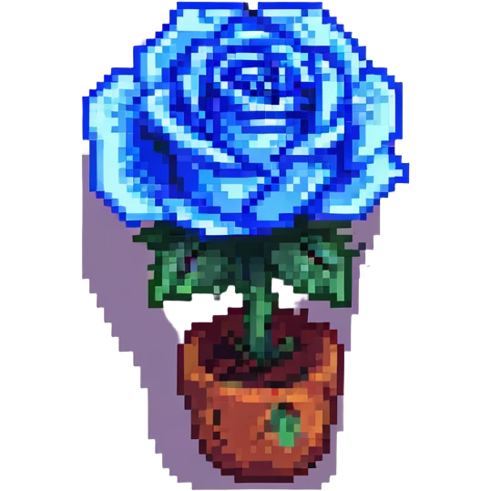 icon-style blue rose, clear and bold, pixel art emoji