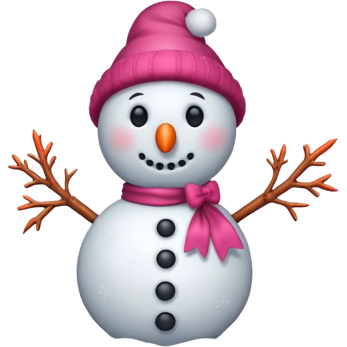 Red snowman with pink bow emoji