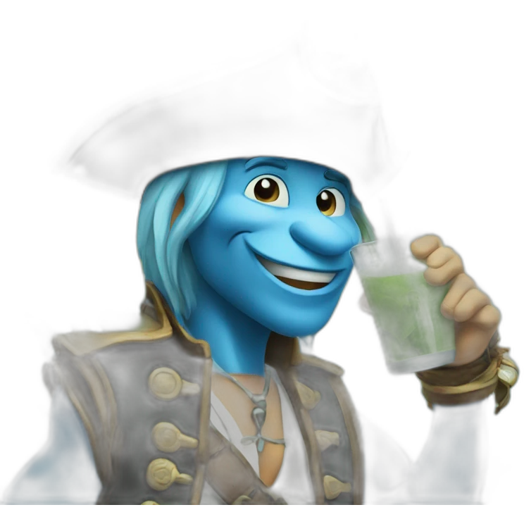 smurf pirate drinking mojito emoji