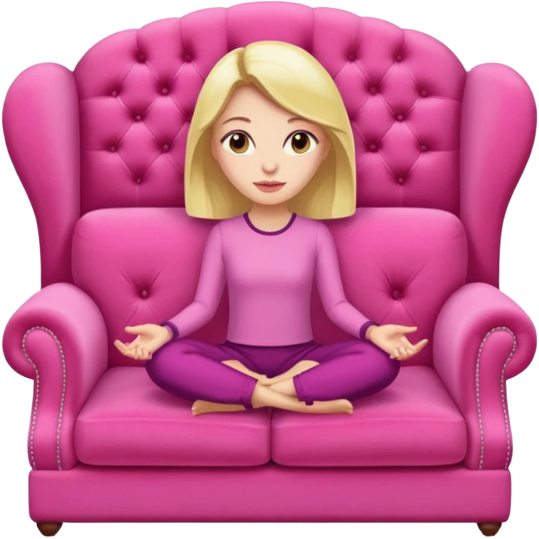 side view of woman sitting on sofa - make sofa pink emoji