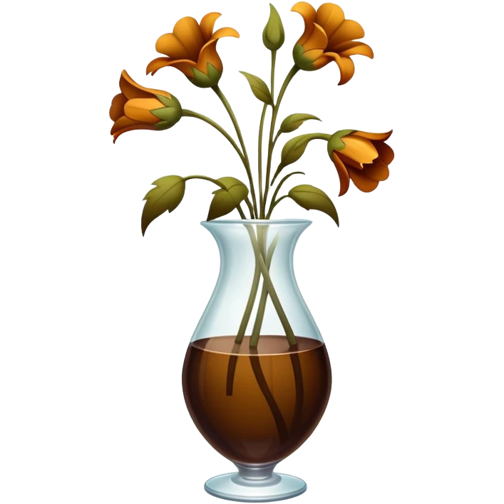 severely drooping dead flowers hanging over the edge of a vase emoji