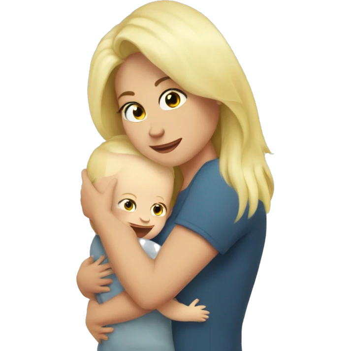 baby boy hug mommy blonde emoji