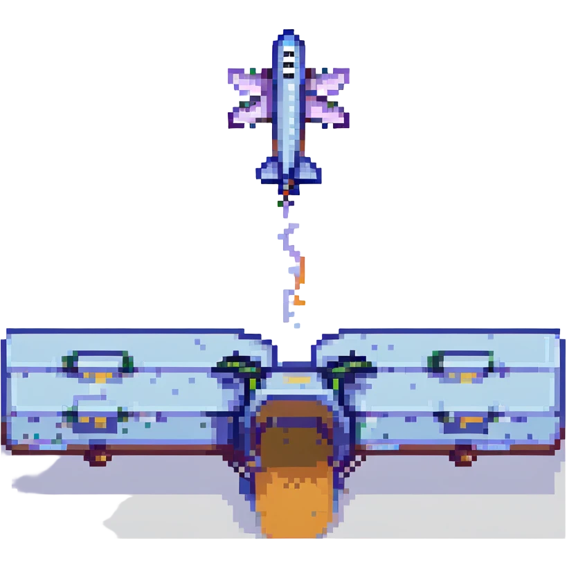 airplane taking off pixel art style emoji