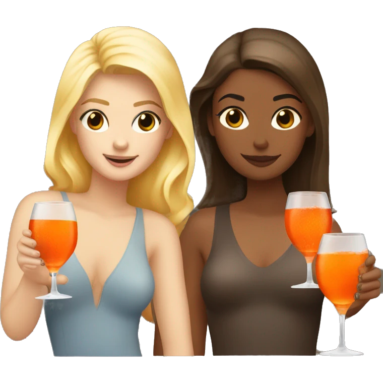  one blonde and one brown haired girl drinking aperol emoji