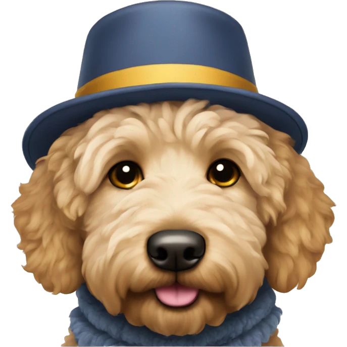Goldendoodle with a hat on  emoji