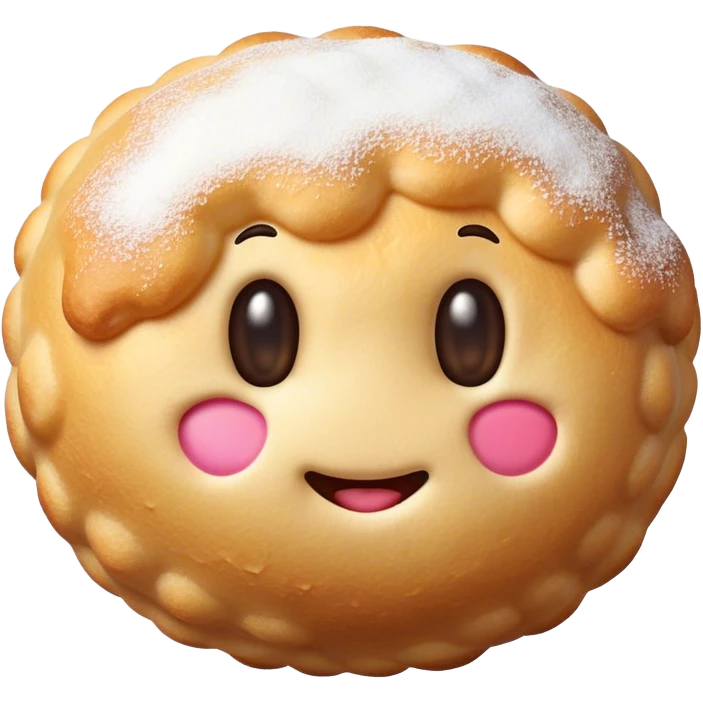 Cinematic Realistic Bu√±uelo Dessert Emoji, showcasing a fluffy, deep-fried dough ball dusted with sugar rendered with lifelike textures and warm, festive lighting. emoji
