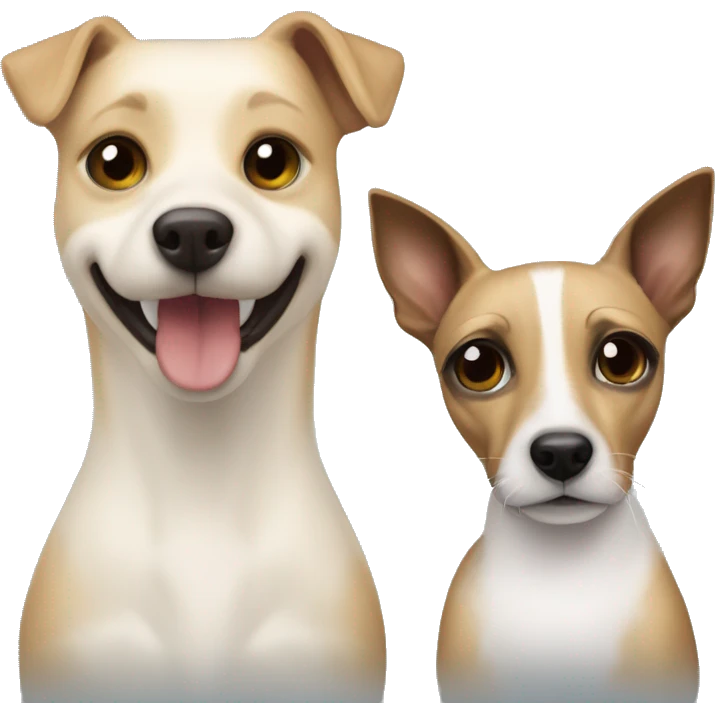 Two Jack Russell and a Siamese cat when and a girl with blond hair emoji