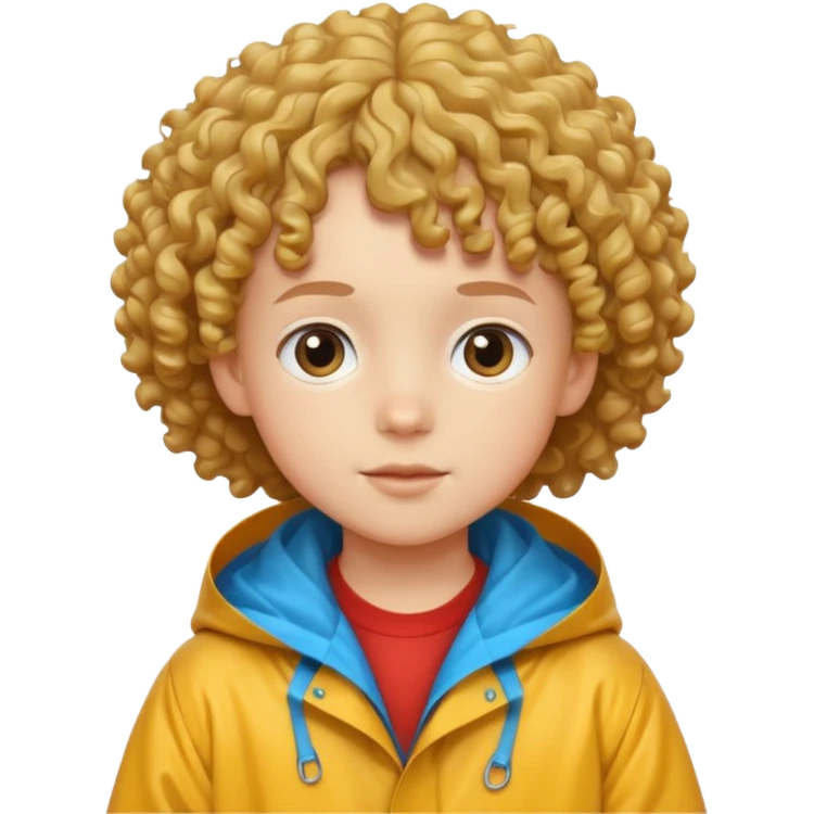 curly hair kid with raincoat emoji