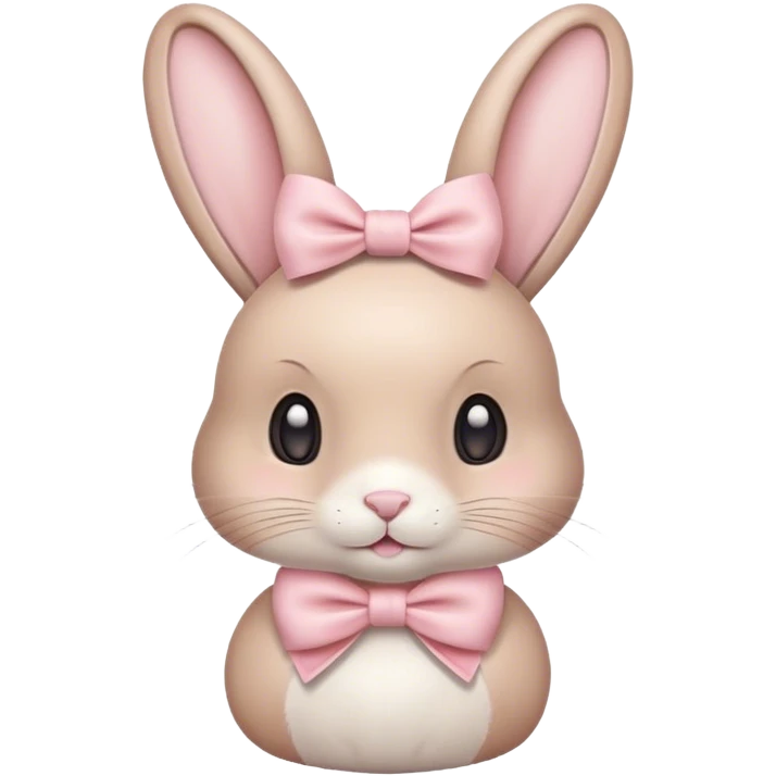 Beige bunny with a light pink bow on its head emoji