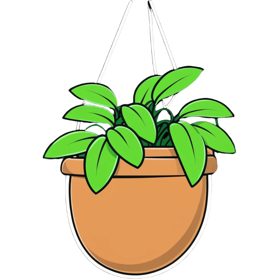 Plectranthus Verticillatus creeping charlie plant with trailing vines in a coconut fiber hanging basket emoji