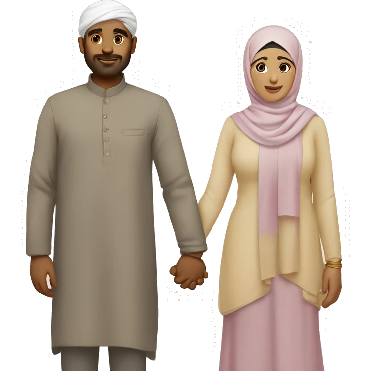 Indian man and a pale Hijabi holding hands  emoji