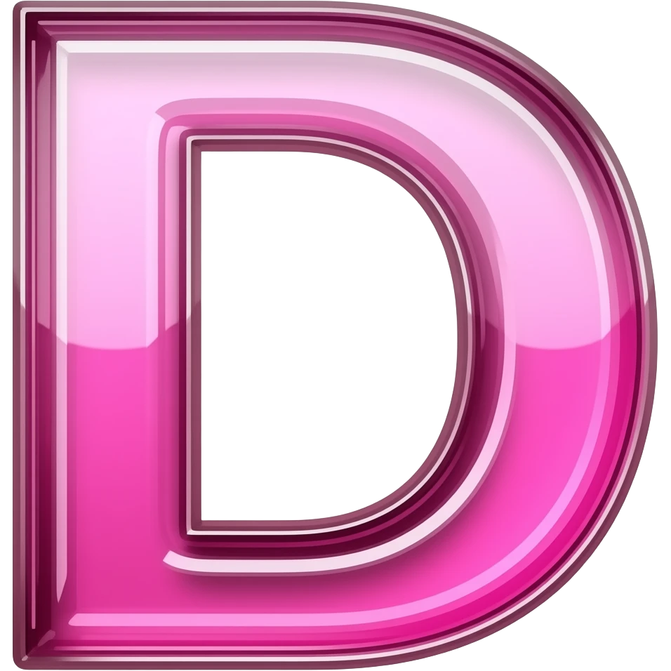 letter D made of pink glass looking gramour emoji