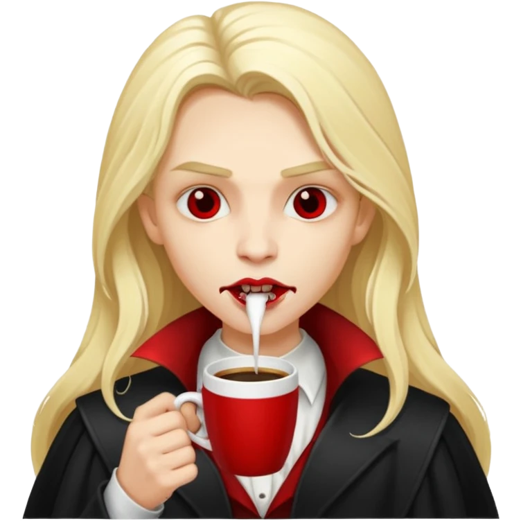 blonde long haired vampire drinking coffee emoji
