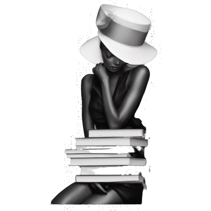 stack of vogue fashion books, black and white emoji