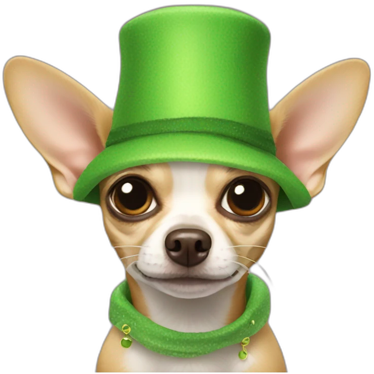 Chihuahua wearing a frog hat emoji