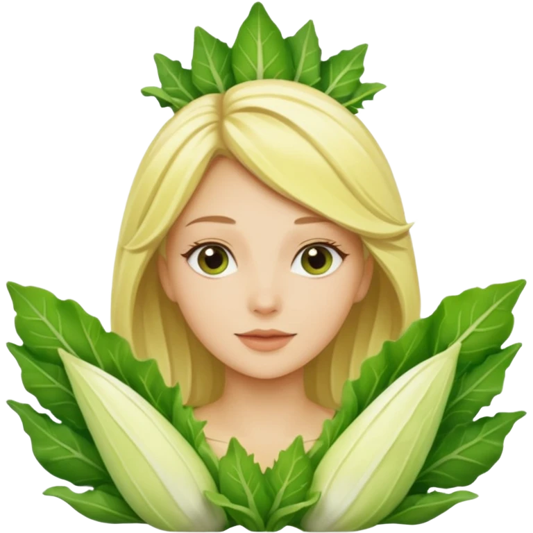 Femme blonde 👩🏼 déguisée en endive emoji