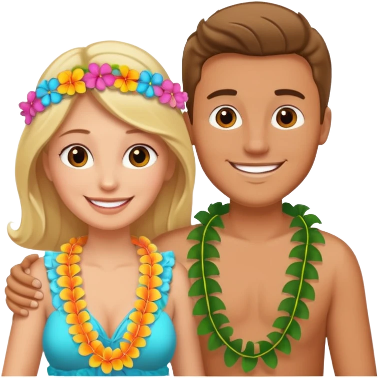 A white woman and man on their honeymoon emoji