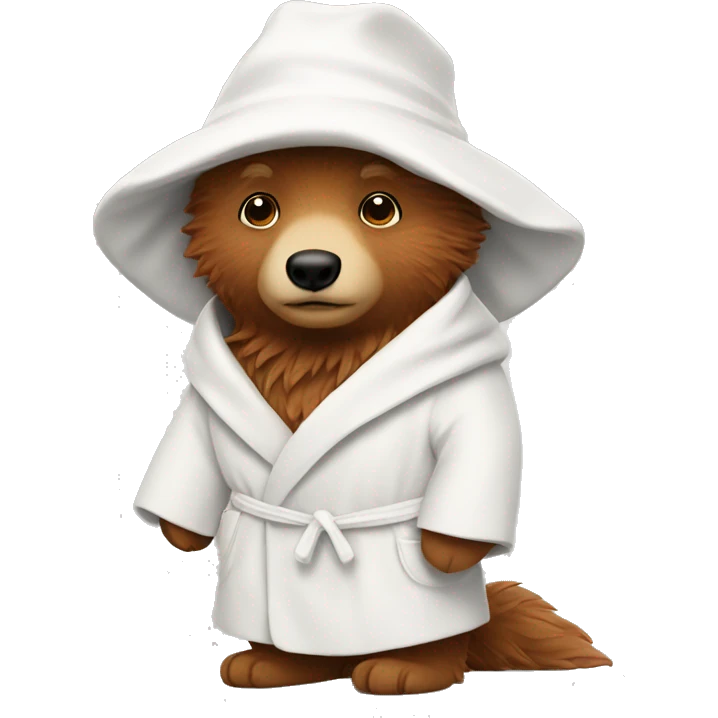 Paddington wearing a white bath robe emoji