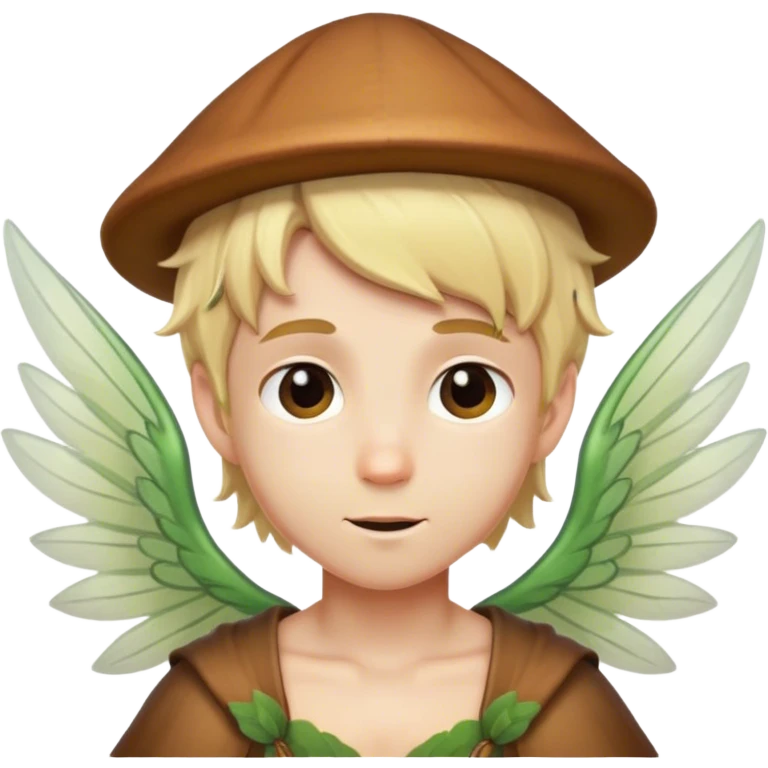 Blonde fairy boy with acorn hat and wings emoji