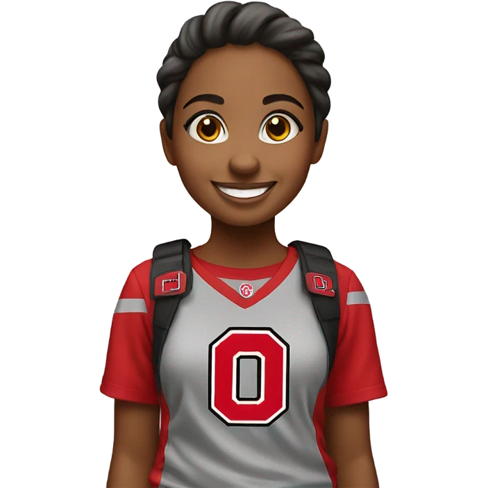 playful girl in Ohio state clothing enjoying their time emoji